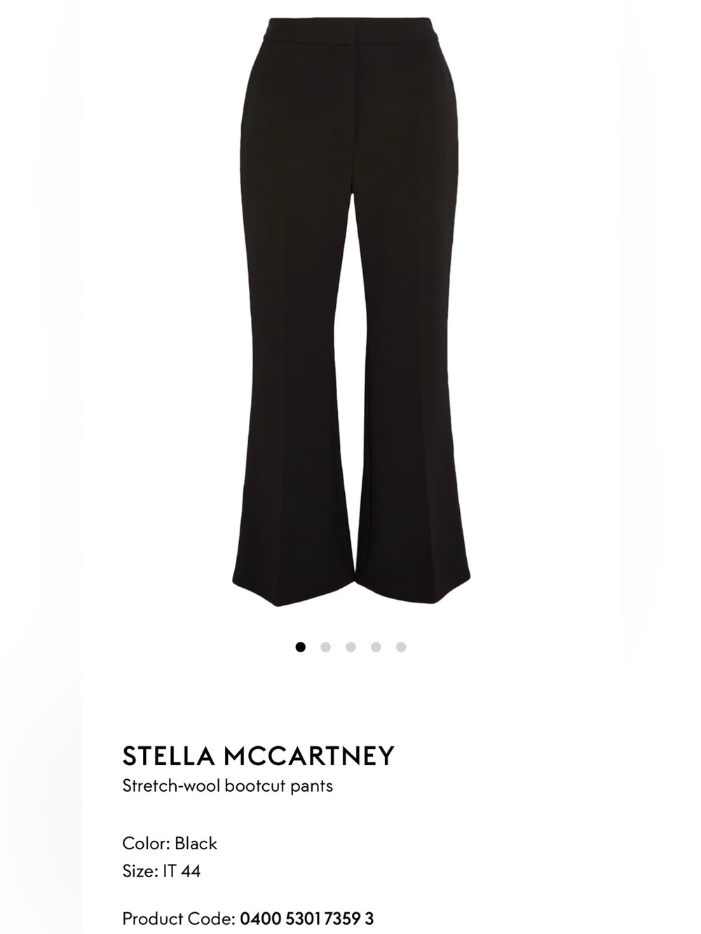 NWOT Stella McCartney wool kick flare pants black size IT 44